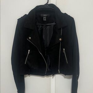 Forever 21 Black Leather Jacket with Silver Zippers